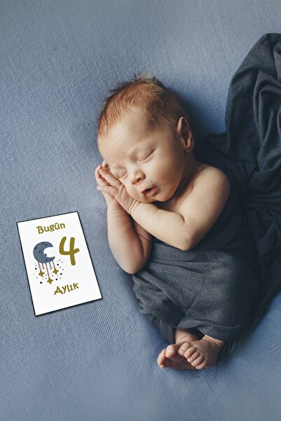 Moky Design Fil Desenli Erkek Bebek Bornoz Seti ve 12’li Aylık Ay Dönümü Anı Kartları – Bebek Hediyelik