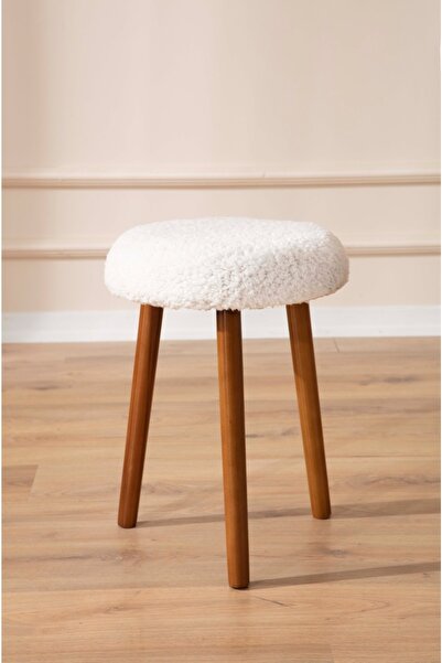 elissa home Retro Ağaç Ayak Rahat Oturum Alanlı Puf Tabure Bench Makyaj Pufu