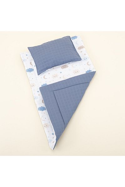 Yunikobaby Diaper Mat and Pillow Indigo Muslin Blue Cloud