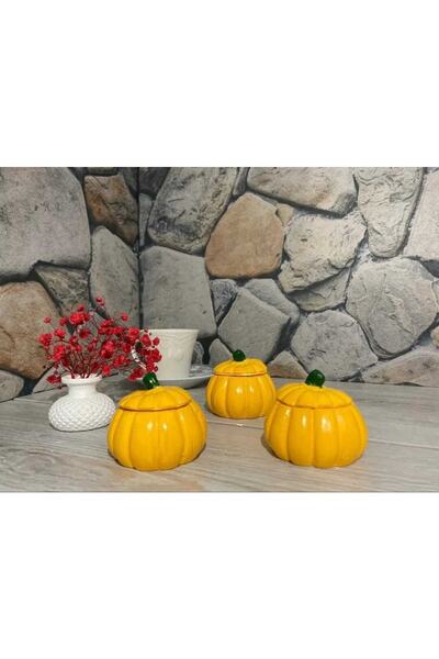 blueavm Blue Avm Bahar Serisi Kabak Motifli Sunumluk Ve Lokumluk Sarı 3-adet-...