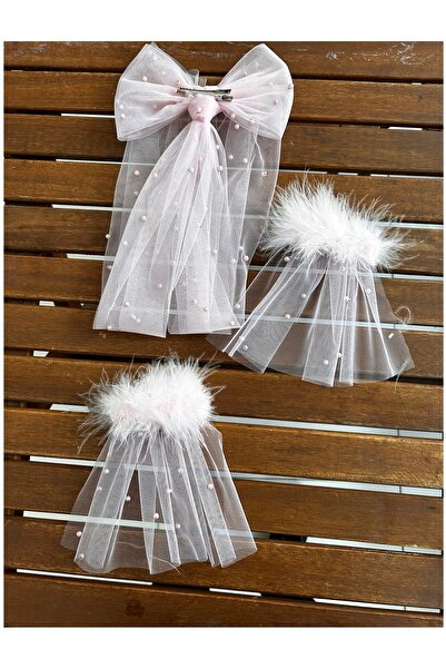 bba new trend Pembe Boncuklu Fiyonk Duvak Parmaksız Elfiven Gelein Kolluk Bon...