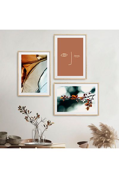 HOMEPACK Комплект за рисуване от 3 части с рамка от естествено дърво Hpn008
