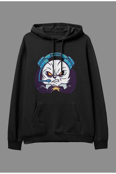Resiliente Hanorac cu glugă, unisex, cu design tematic, Angry Gamer Panda