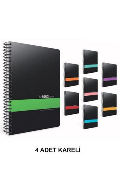 Gıpta Ring Book Spiral A4 80 Sheets Checked (4 Pieces)