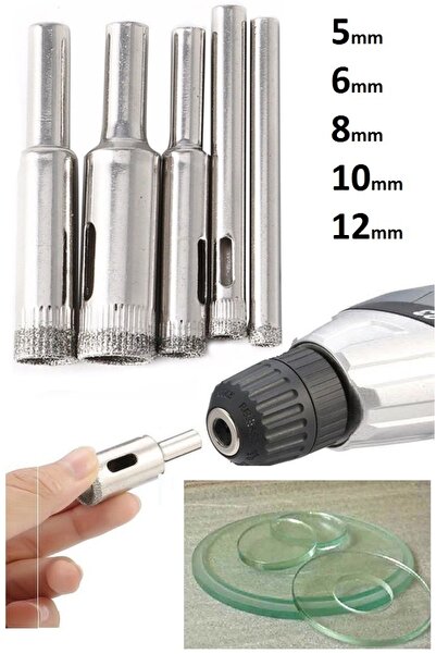 Depolife Cam Fayans Seramik Mermer Granit Yuvarlak Delik Panç Elmas Uçlu Yuvarlak Açma Karot 5/6/8/10/12 Del