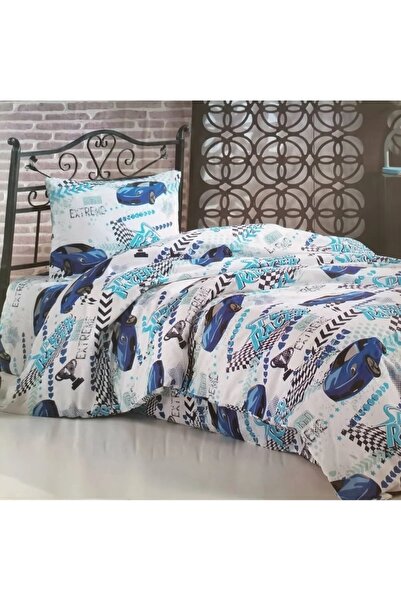 DoQuSoft Single Duvet Cover Set with Elastic Sheets and Trolley Pattern