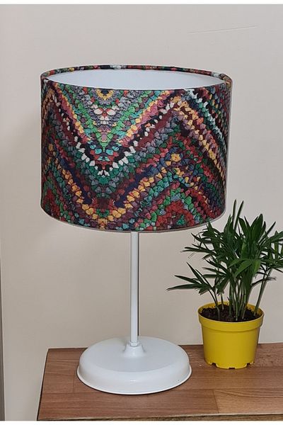 TEKAY AYDINLATMA Zigzag Patterned Fabric Covered Lampshade E 27 Lampholder