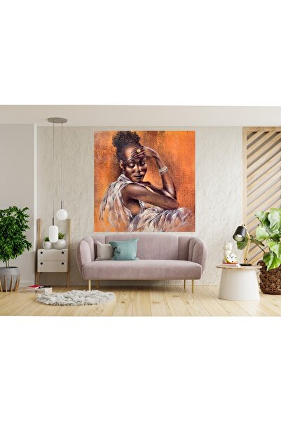 HDART Düşünen Afrikalı Zenci Kadın Kanvas Tablo Tablosu