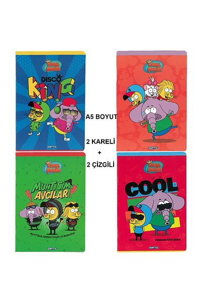 Gıpta Kral Şakir Wire Stitched Cardboard Cover Notebook A5 60 Sheets (2 Checks + 2 Lines)