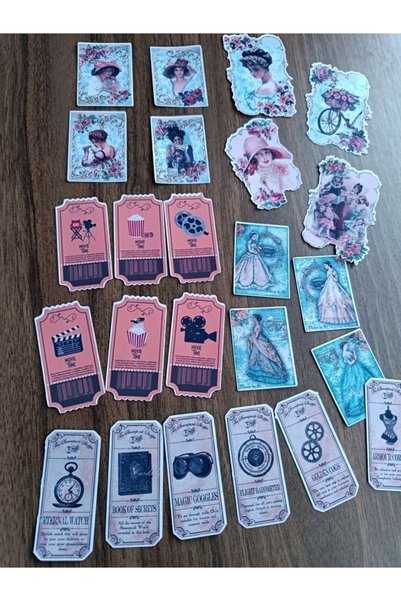 EyER Shoping Vintage Antique Sequin Label Sticker Suitable for Bullet Journal
