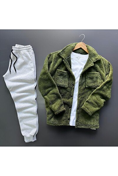 Baycombine35 Σετ αθλητικής φόρμας Πράσινη βελούδινη γκρι αθλητική φόρμα Relaxed Fit