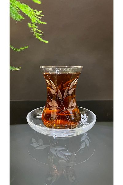 Paşabahçe طقم شاي - ديكور أوراق الشجر