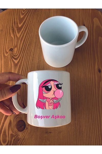 Ceylin's Hobi Hediyelik كوب سيراميك مطبوع عليه صورة Powerpuff Girls ومكتوب عليه Never Mind Love Love