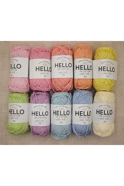 Hello مجموعة خيوط الباستيل Punch و Amigurumi مكونة من 10 قطع - قطن