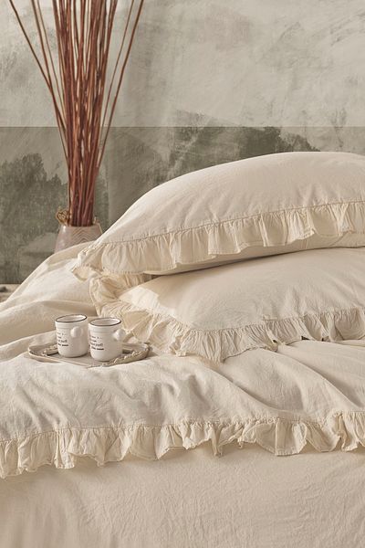 Macas Home Σετ παπλωματοθήκης μονόπαπλωμα Grace 100% Cotton Frilly Washable 160*220