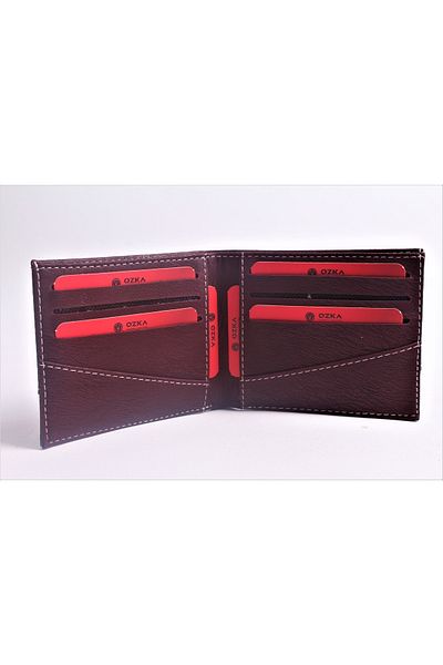 Ozka Leather Collection Μαύρο ριγέ μοντέλο πορτοφόλι