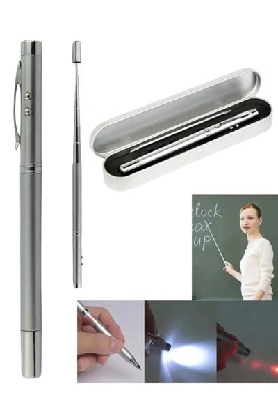 LRS STORE Uzayabilen Sunum Kalemi Lazer Ve El Fenerli Kalem Özel Kutulu Lazerli Işretci Öğretmen Hediye