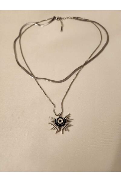 Nutly Accessories Gümüş Renk Yarım Halka Göz Çelik Kolye