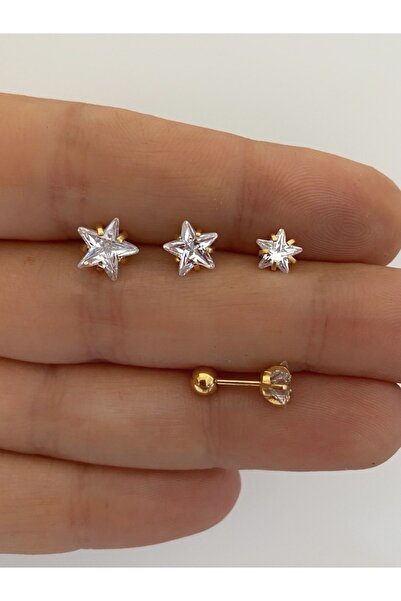 Arescollection Cerrahi Çelik Tek Taş Yıldız Piercing