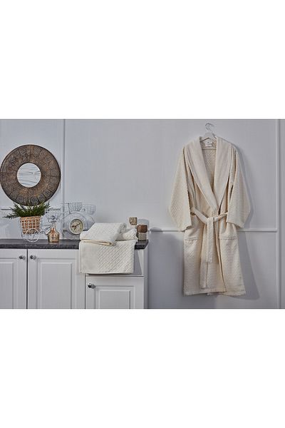Doqu Home Πολυτελές Μπουρνούζι S/M - 110 cm - Κρέμα