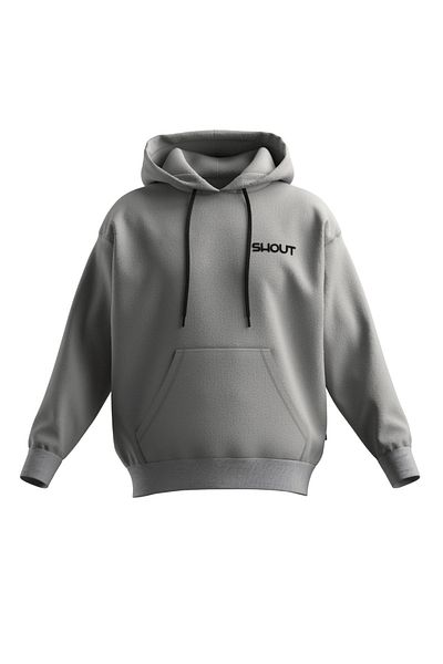 Shout Oversize Basic Γκρι Unisex Oldschool Hoodie