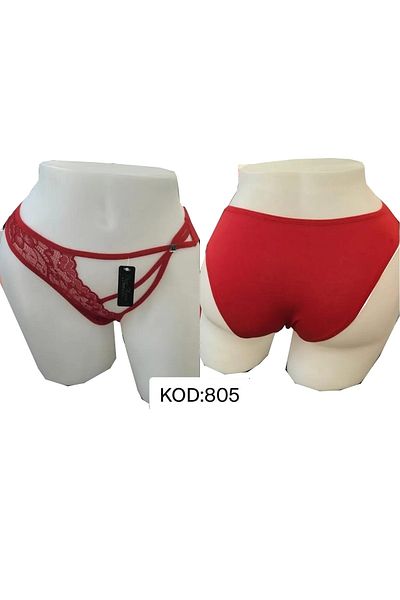 DON AMOR Chiloți bikini roșii cu dantelă și pietre
