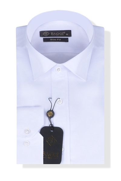 BAGGI Men's Cotton Lycra Classic Collar Smfit Gomlek