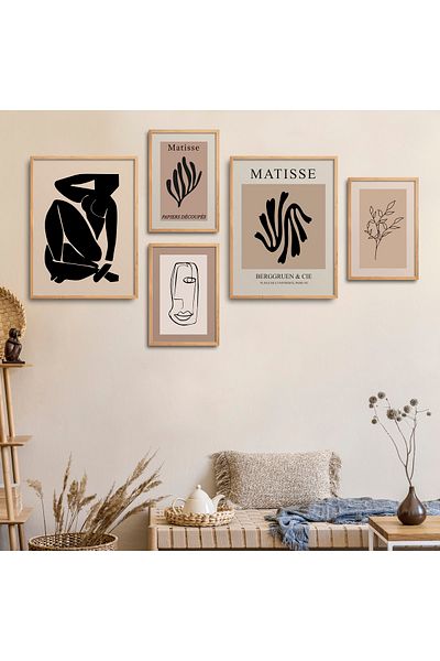 HOMEPACK Σετ ζωγραφικής 5 τεμαχίων με φυσικό ξύλινο πλαίσιο Five-008
