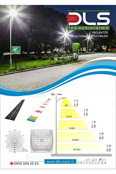 DLS 30w Led Yol Sokak Armatür Park Bahçe Çevre Site Bina Dış Mekan Lamba Aydınlatma Ledli Sokak Arma