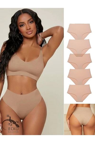 GECKO COLLECTION Gecko High Waist Laser Cut Non-Marking Women's Panties Pack of 5