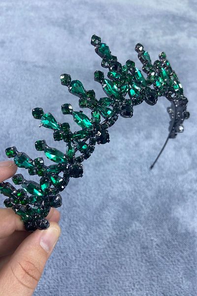 Hobigram Green Cooper Shuttle Stone Henna și Coroana de Mireasă – Coroană, Cristal Stone, Model Elegant, Coroană de Mireasă – Coroană – Coroană