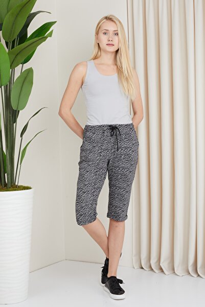 Banadamoda Kadın Desenli Penye Kapri