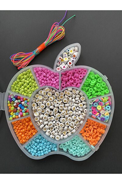 LİVZA BİJUTERİ Elma Desenli Kutuda Kum Ve Fimo Takı Yapım Hobi Seti Kendin Yap