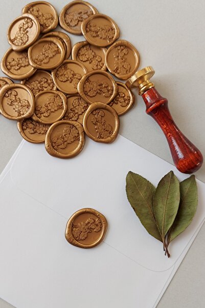 Pigeons Paper مجموعة من 100 شمعة ختم ذات تصميم خاص على شكل زهرة - أصفر ذهبي -...