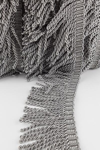 FdayAksesuar Panglică decorativă de culoare piatră, cu franjuri răsucite și c...