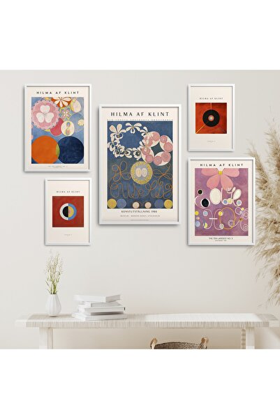 HOMEPACK Beyaz Lamine Çerçeveli 5'li Tablo Seti Beşli-025