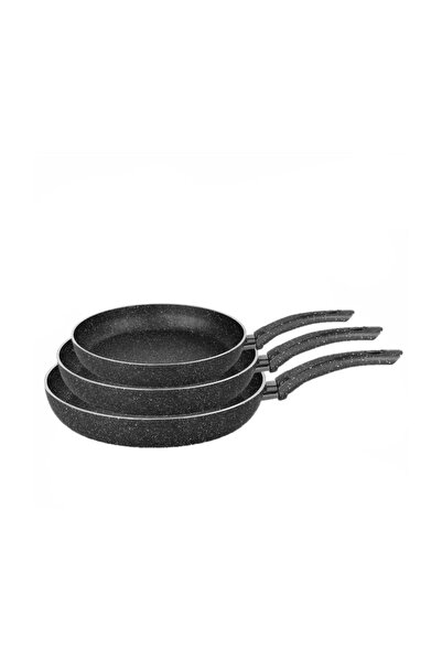 HAZARPAZAR Granit Tava Seti 3 Boy 26-28-30 cm Yanmaz Yapışmaz Granit Özel Seri