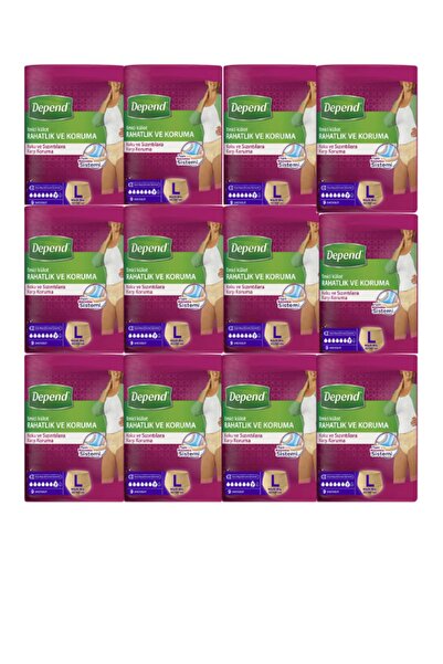 Depend Kadın Büyük Boy Emici Külot Hasta Bezi L Beden 120 Adet 95-130 Cm