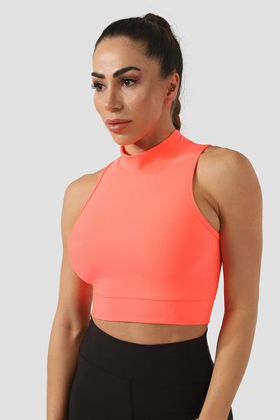 Superstacy Stand Collar Neon Pink Sports Bra