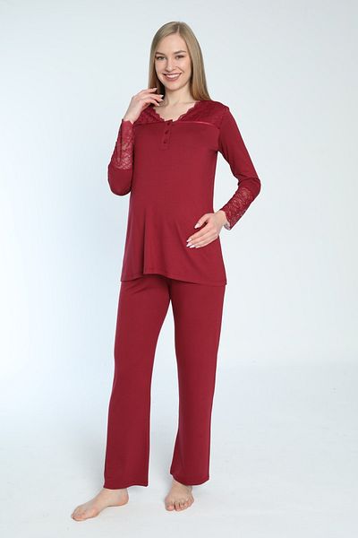 Miss Dünya Lissa Lace Detailed Suitable for Breastfeeding Maternity and Maternity Pajamas Set