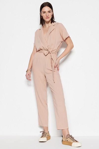 Trendyol Collection Dlouhý splývavý overal s kamenným páskem TWOSS19LJ0158