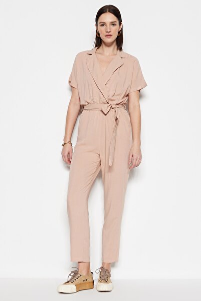 Trendyol Collection Ολόσωμη φόρμα με πέτρινη ζώνη, υφαντή μακριά, TWOSS19LJ0158