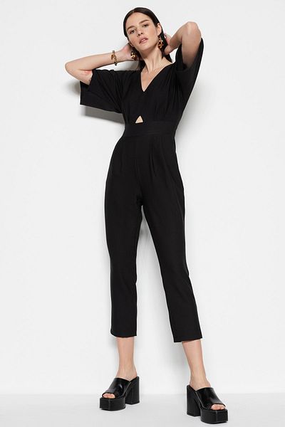Trendyol Collection Black Woven Cut Out/Window Detail Jumpsuit TWOSS20TU0047