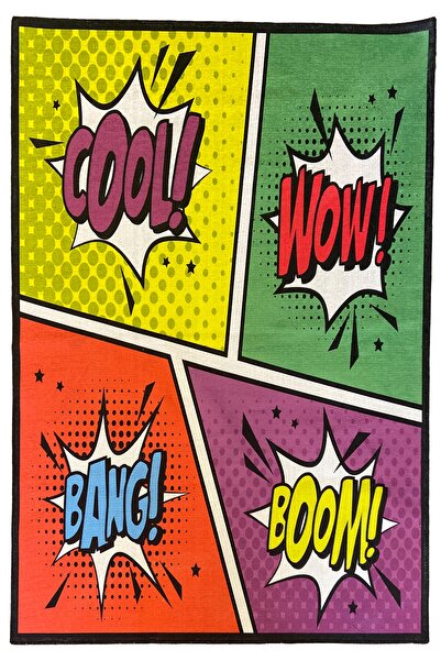 Rugs Modern Halı Mira 873 Pop Art Cool Wow Bang Boom Yazılı Halı