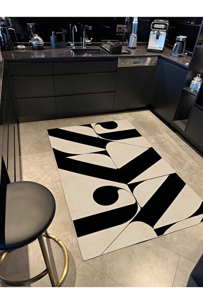 Rugs Modern Halı Mira 1068 Siyah Açık Bej Soyut Desenli Dokuma Taban Halı