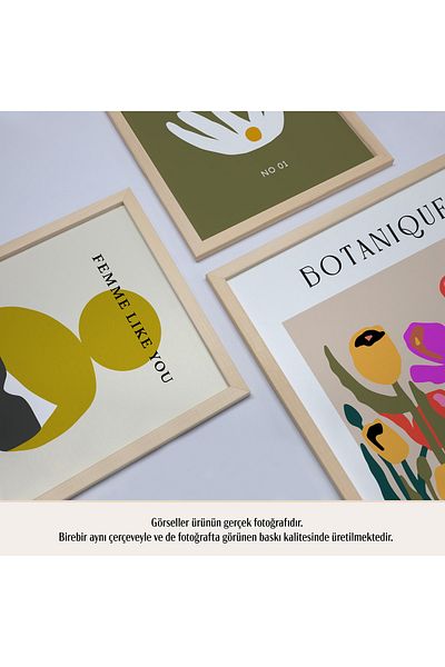 HOMEPACK Комплект от 5 картини с рамка от естествено дърво Five-043