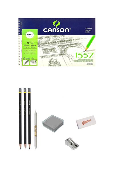 GLANCE Canson 1557 Pattern Drawing Block 25x35cm 120gr 15 Sheets Sketch Drawing Set