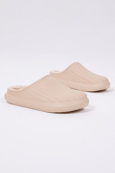 Tonny Black Women's Beige Comfortable Fit Closed Front Wool Inside Winter Eva House Slippers