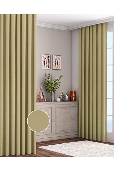 Altındaş Tekstil Keten Fon Perde Ekstrafor Büzgülü (PİLESİZ) Tek Kanat L.küfü...