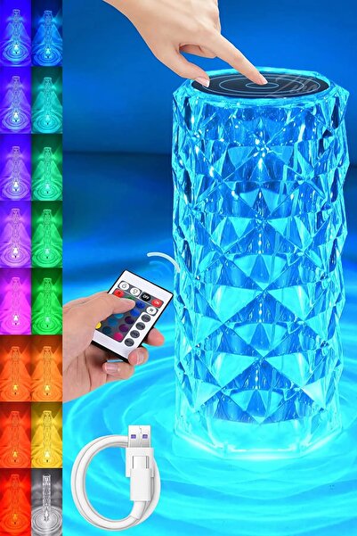 ALFAGİFT Masa Lambası Şarjlı Masa Lambası Kristal Elmas Led Dokunmatik Sensör...